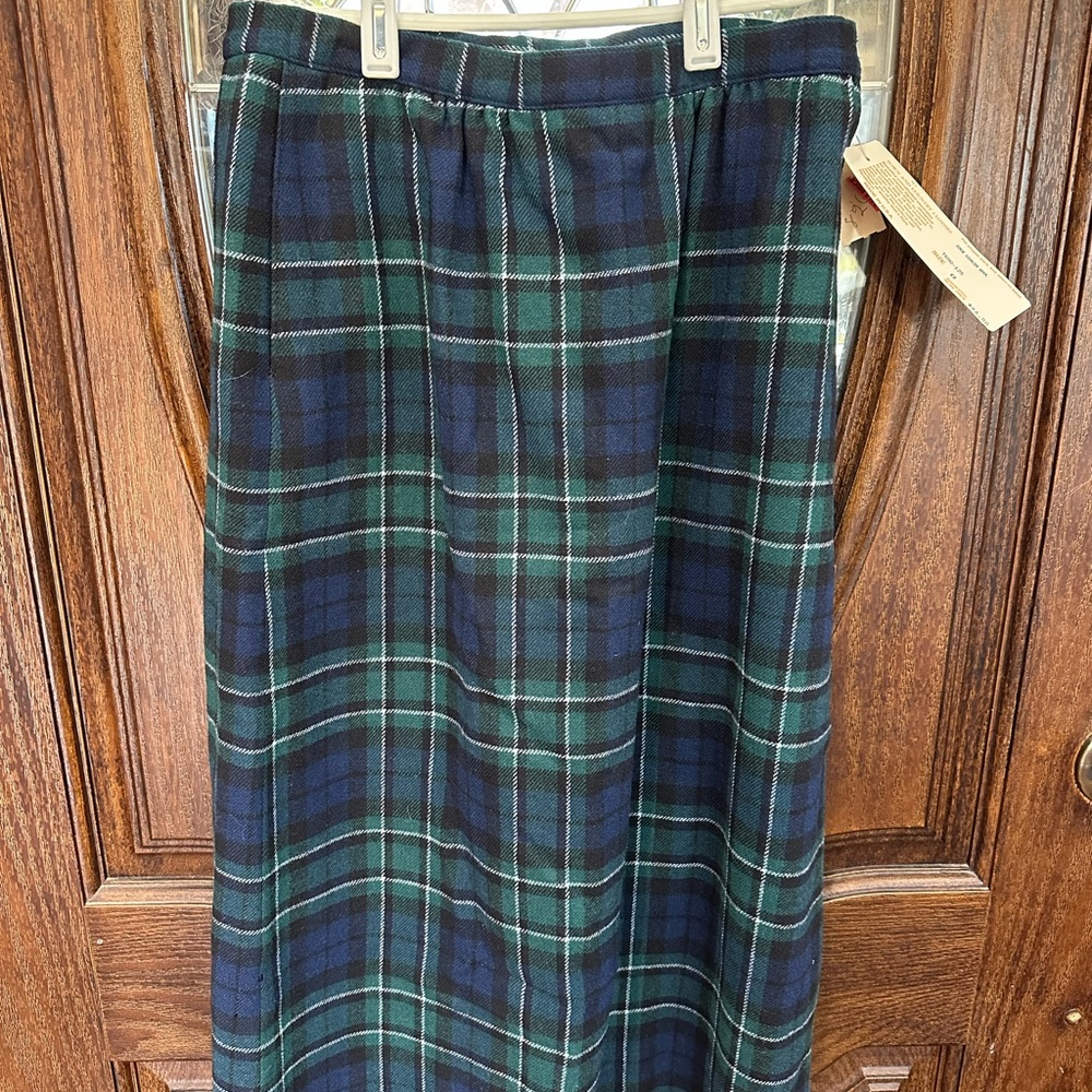 Pendleton Plaid Maxi Skirt in Navy and Forest Green
